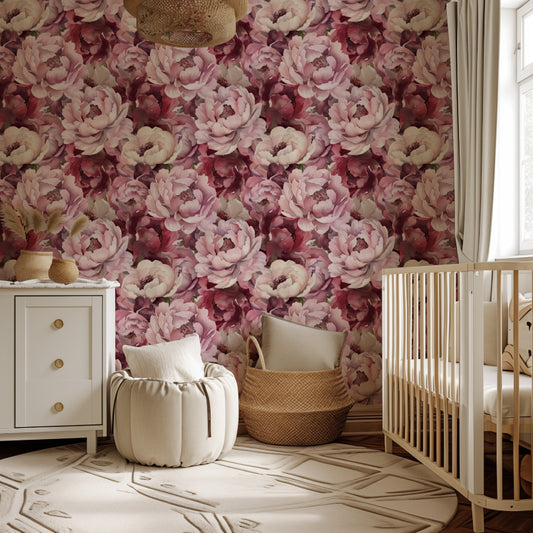 Pink & dark red wallpaper peonies